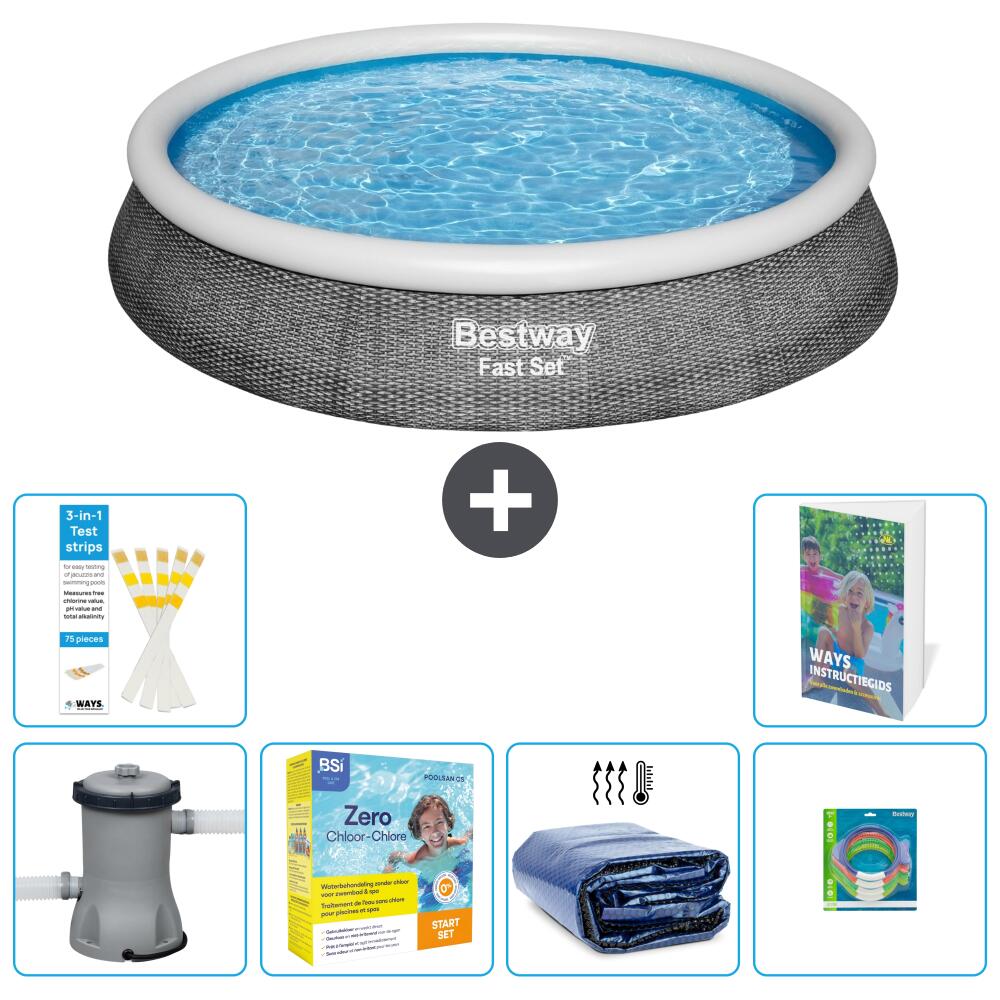 BESTWAY Basen Fast Set Okrągły - 396x84 cm - 7-częściowy S181