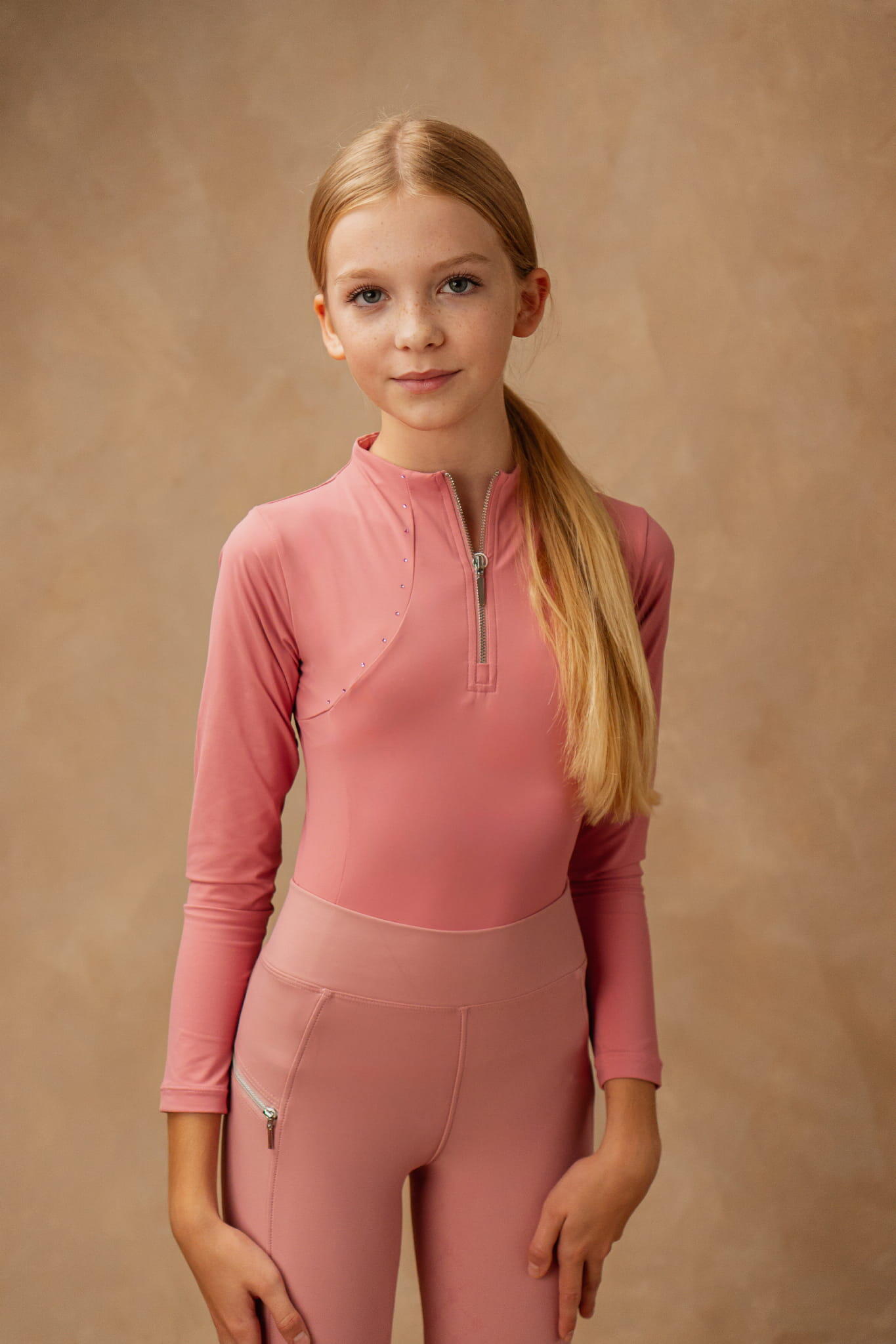 Dziecięca bluzka do jazdy konnej z długim rękawem Vanessa Pink