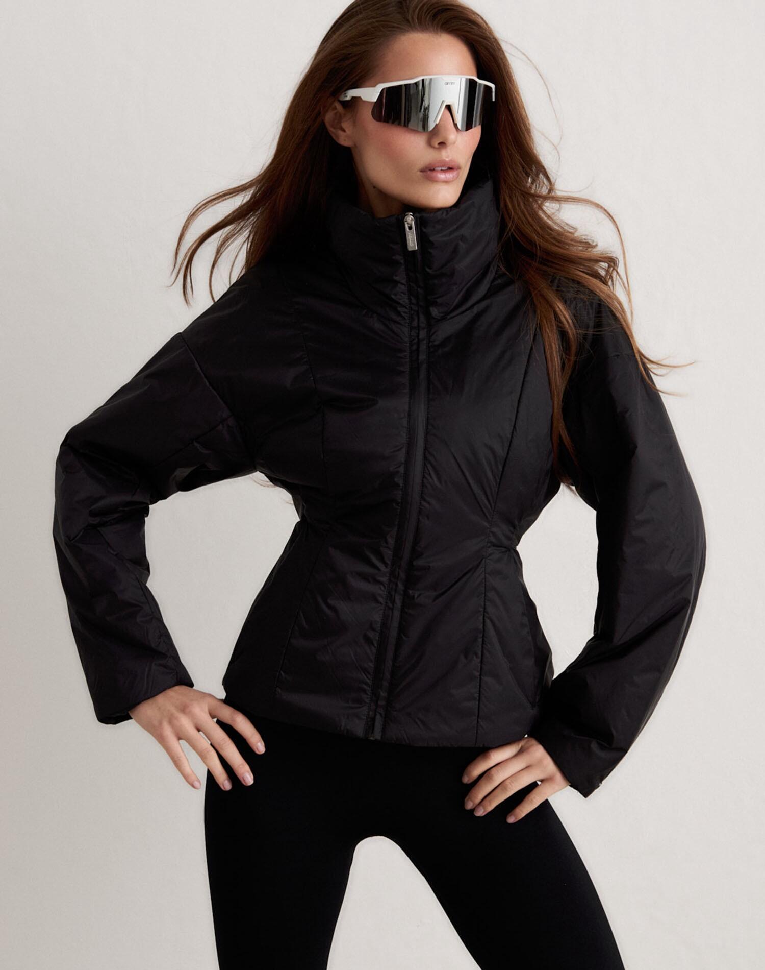 Damska kurtka pikowana, hydrofobowa High Neck Contour czarna