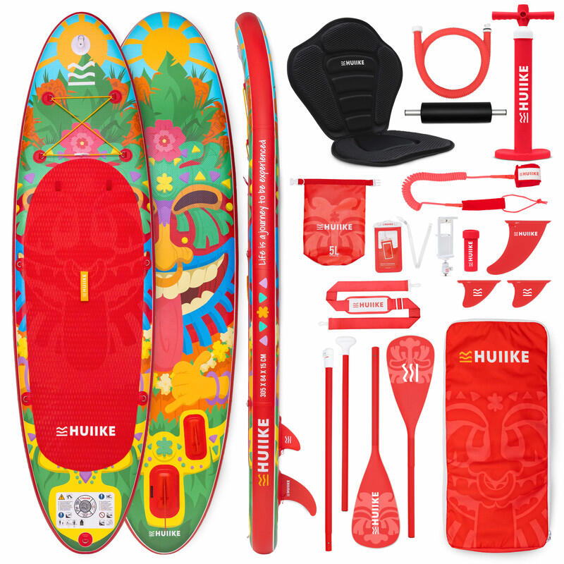 Deska Sup Nadmuchiwana 10’ Przekształcana w Kajak, do 130 kg, Czerwona