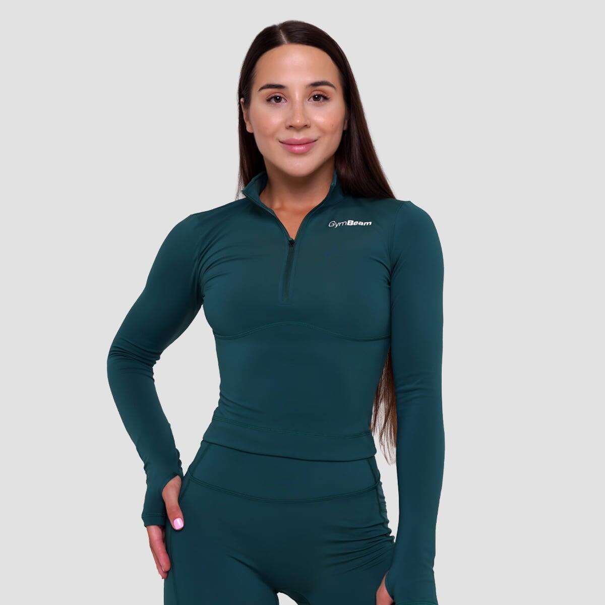 Koszulka damska fitness z zamkiem zielona Ignite