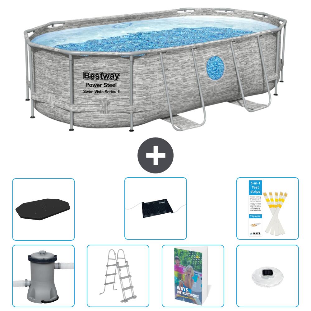BESTWAY Basen Power Steel Owalny - 427x250x100 cm - 8-częściowy S598