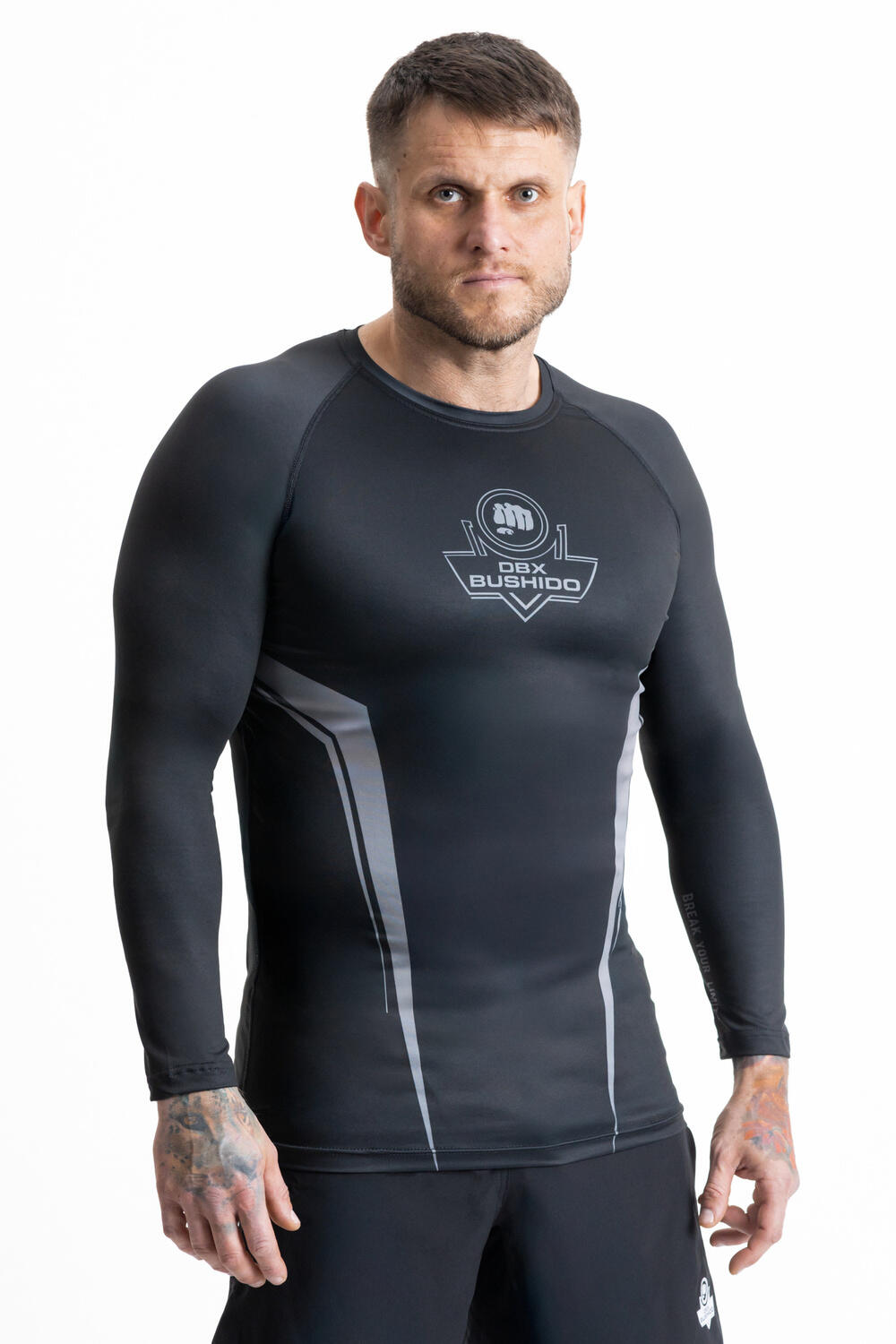 Rashguard szary długi rękaw logo DBX Bushido