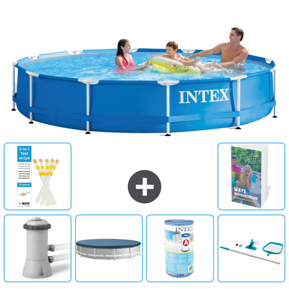 INTEX Basen ze stelażem Okrągły - 366x76 cm - 7-częściowy S304