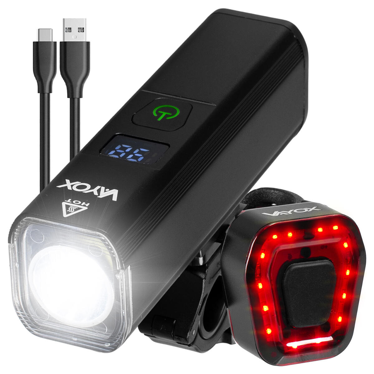 Zestaw lampek rowerowych VAYOX VA0071 + VA0048 przednia i tylna USB