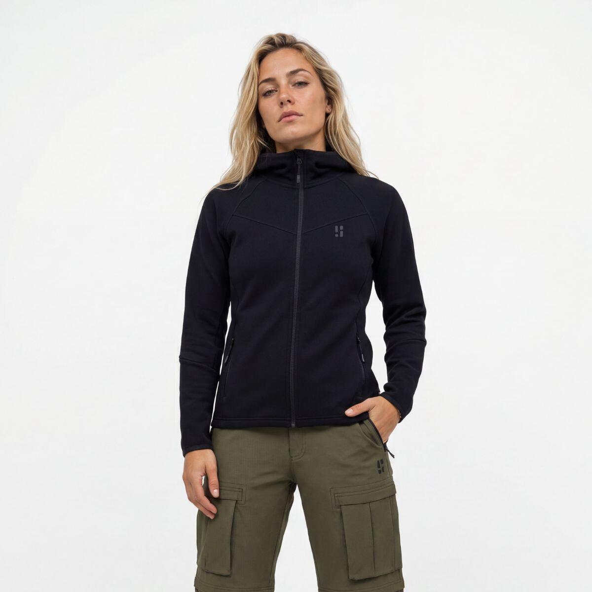 Poederbaas Damska Bluza Outdoor z Wełną Merynosów - Czarna