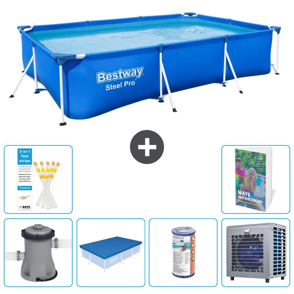 BESTWAY Basen Steel Pro Prostokątny - 300x201x66 cm - 7-częściowy S203