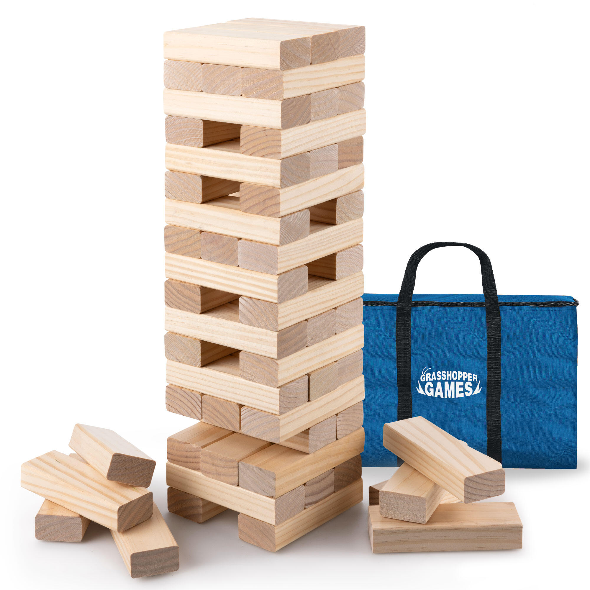 Grasshopper Games Giant Stack ‘N’ Fall  Classic Stacking Timber Game  Wooden