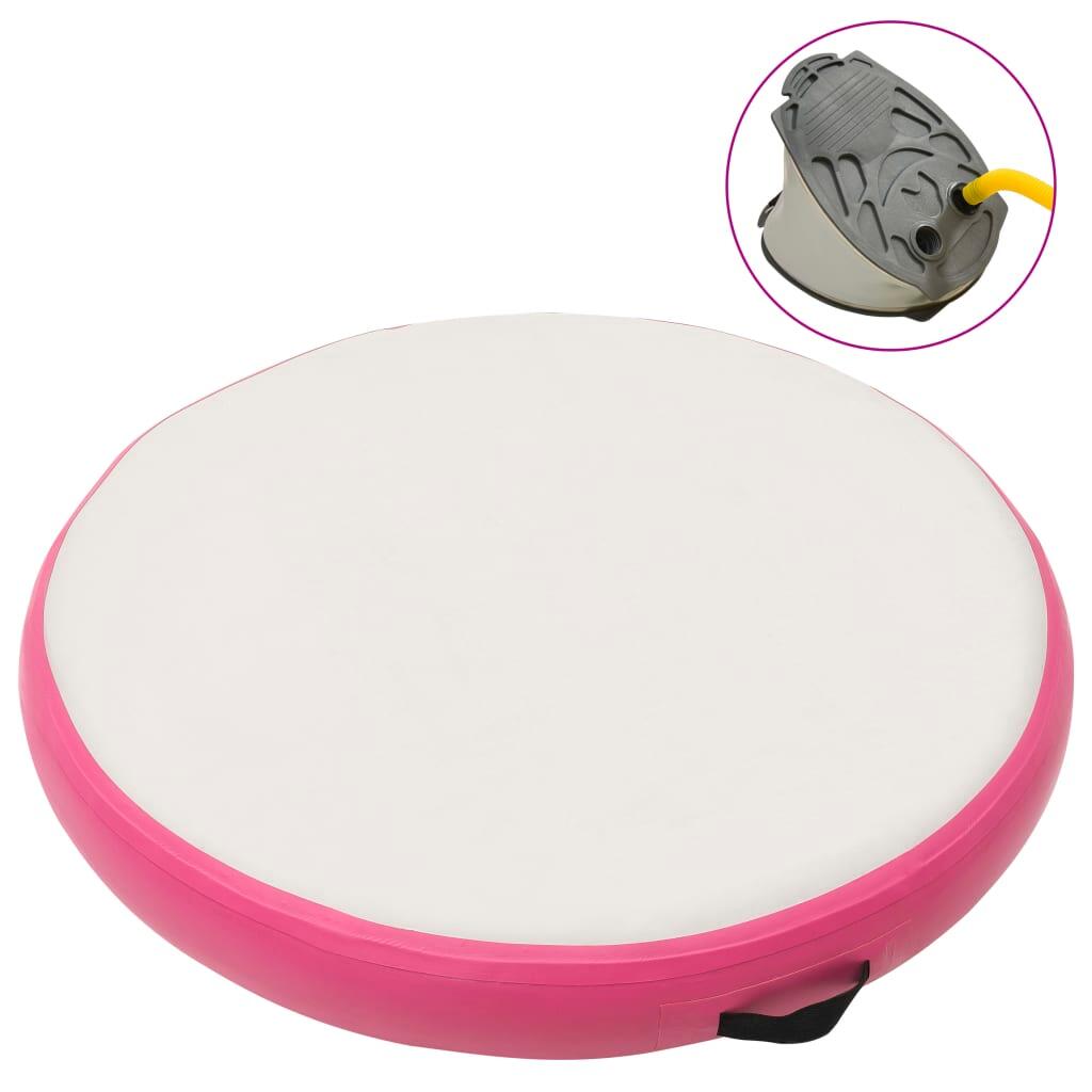 vidaXL Mata AirTrack nadmuchiwana 100x100x10 cm PVC Szaro-Różowa