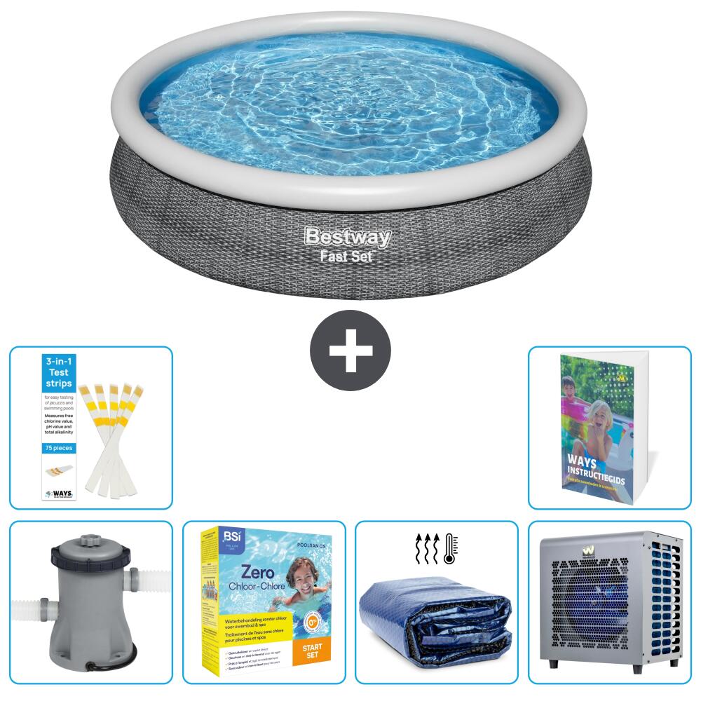 BESTWAY Basen Fast Set Okrągły - 366x76 cm - 7-częściowy S331