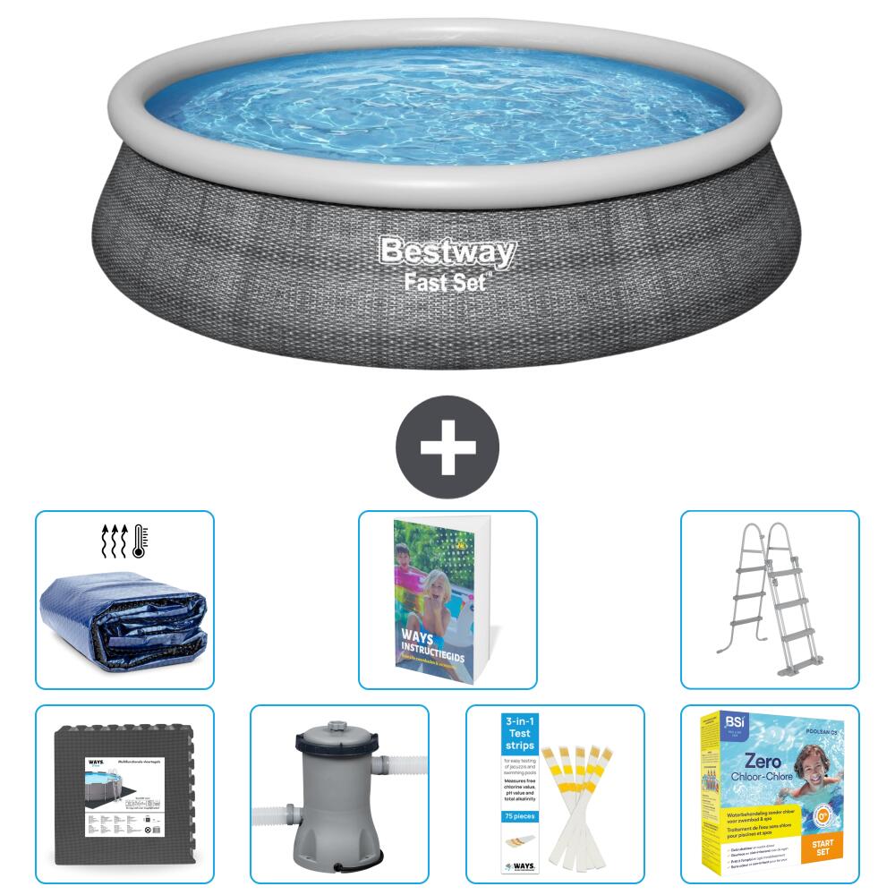 BESTWAY Basen Fast Set Okrągły - 457x107 cm - 8-częściowy S459
