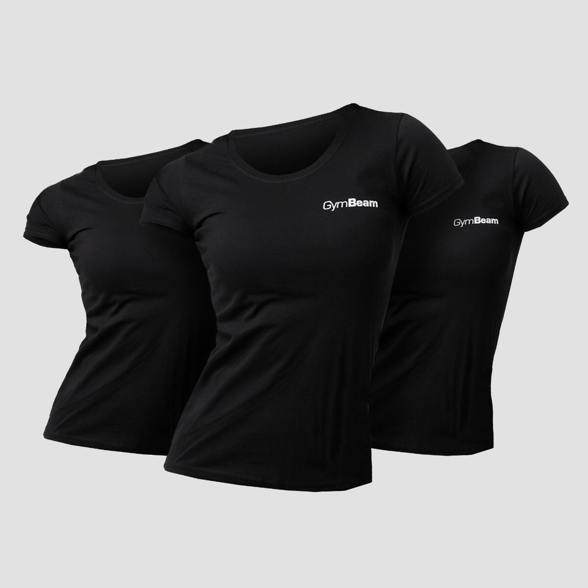 Koszulka damska fitness z krótkim rękawem czarna Basic 3Pack