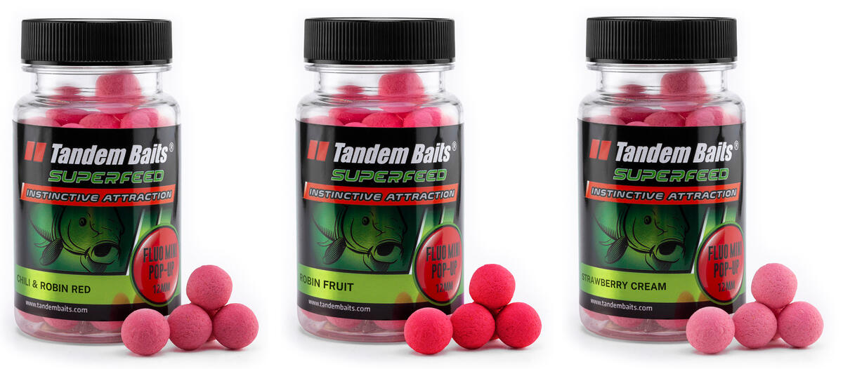 Mini kulki pływające SuperFeed Fluo Pop-Up 12 mm / 30 g, zestaw Robin Red, 3 szt