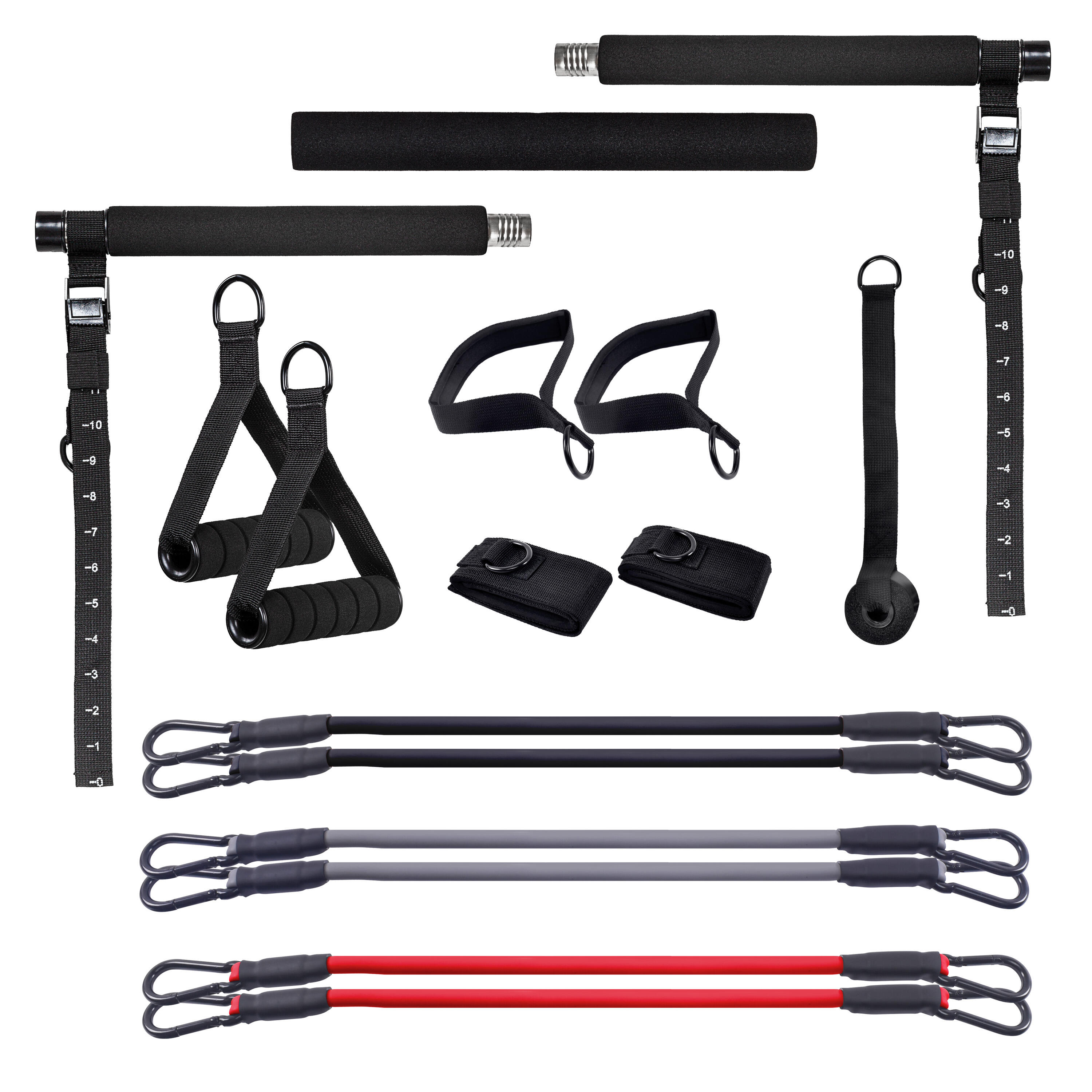 Drążek do pilatesu z 3 gumami i kotwą do drzwi Gorilla Sports