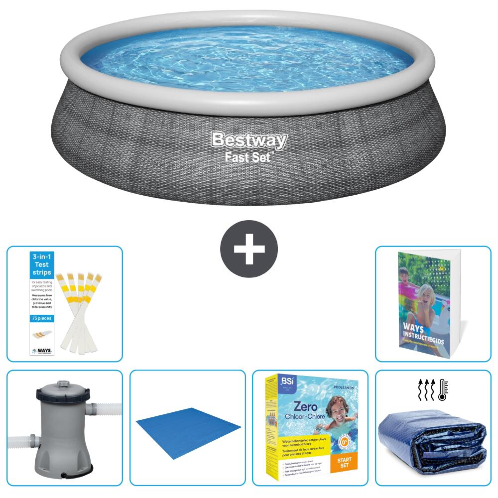 BESTWAY Basen Fast Set Okrągły - 457x84 cm - 7-częściowy S245
