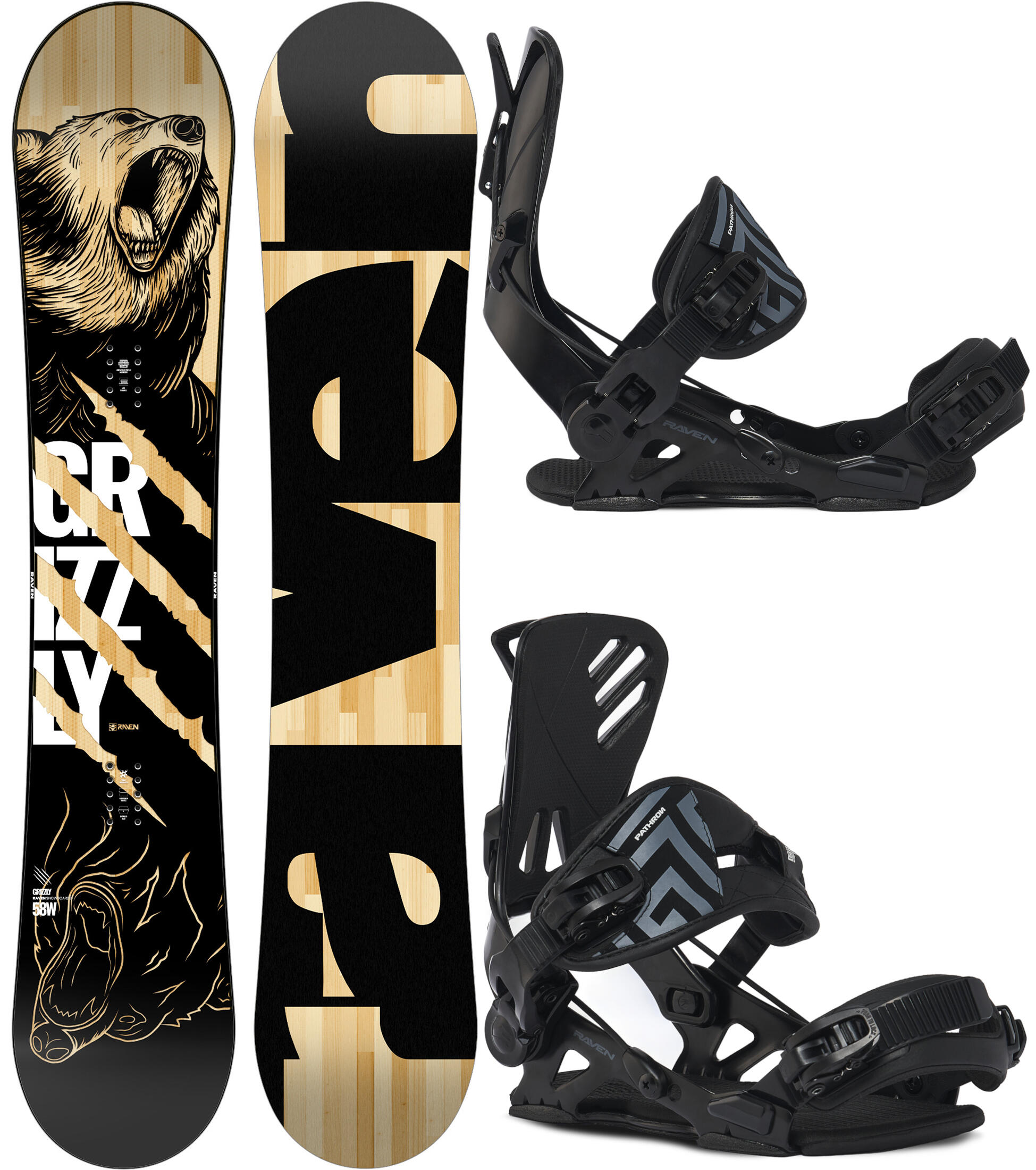 Zestaw Deska snowboardowa Raven Grizzly + wiązania Raven Pro GT ALU