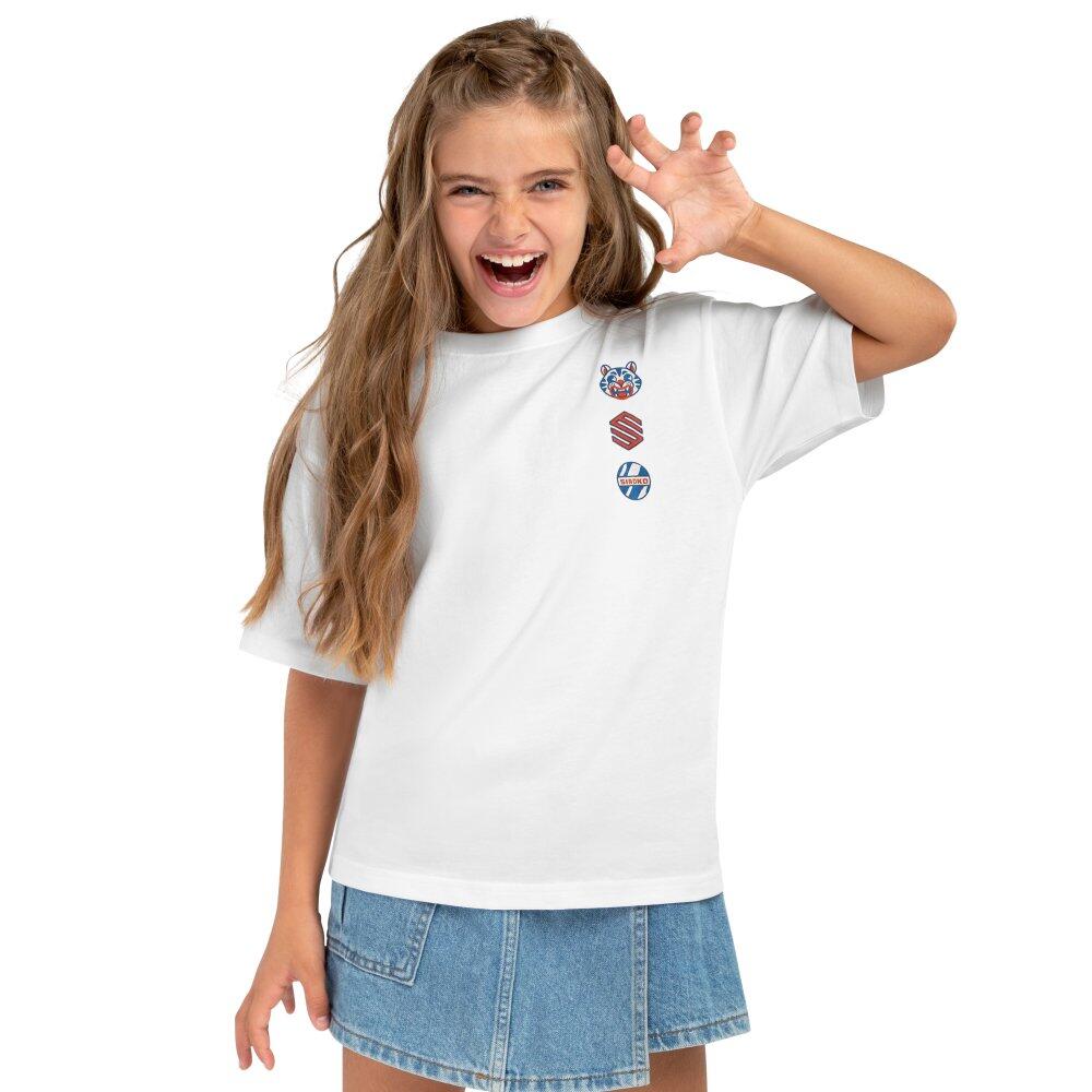 Koszulka bawełniana lifestyle krótki rękaw dziewczęca Kitty-G