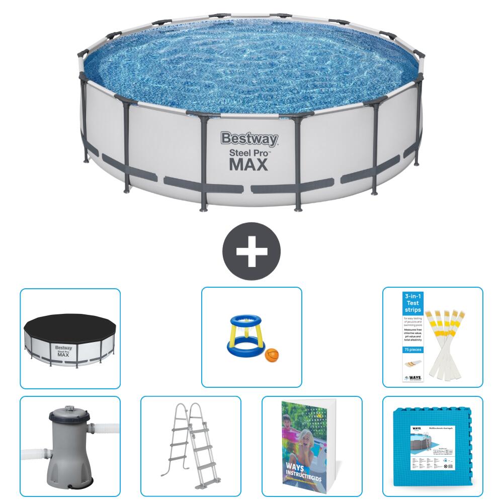 BESTWAY Basen Steel Pro MAX Okrągły - 427x122 cm - 8-częściowy S570