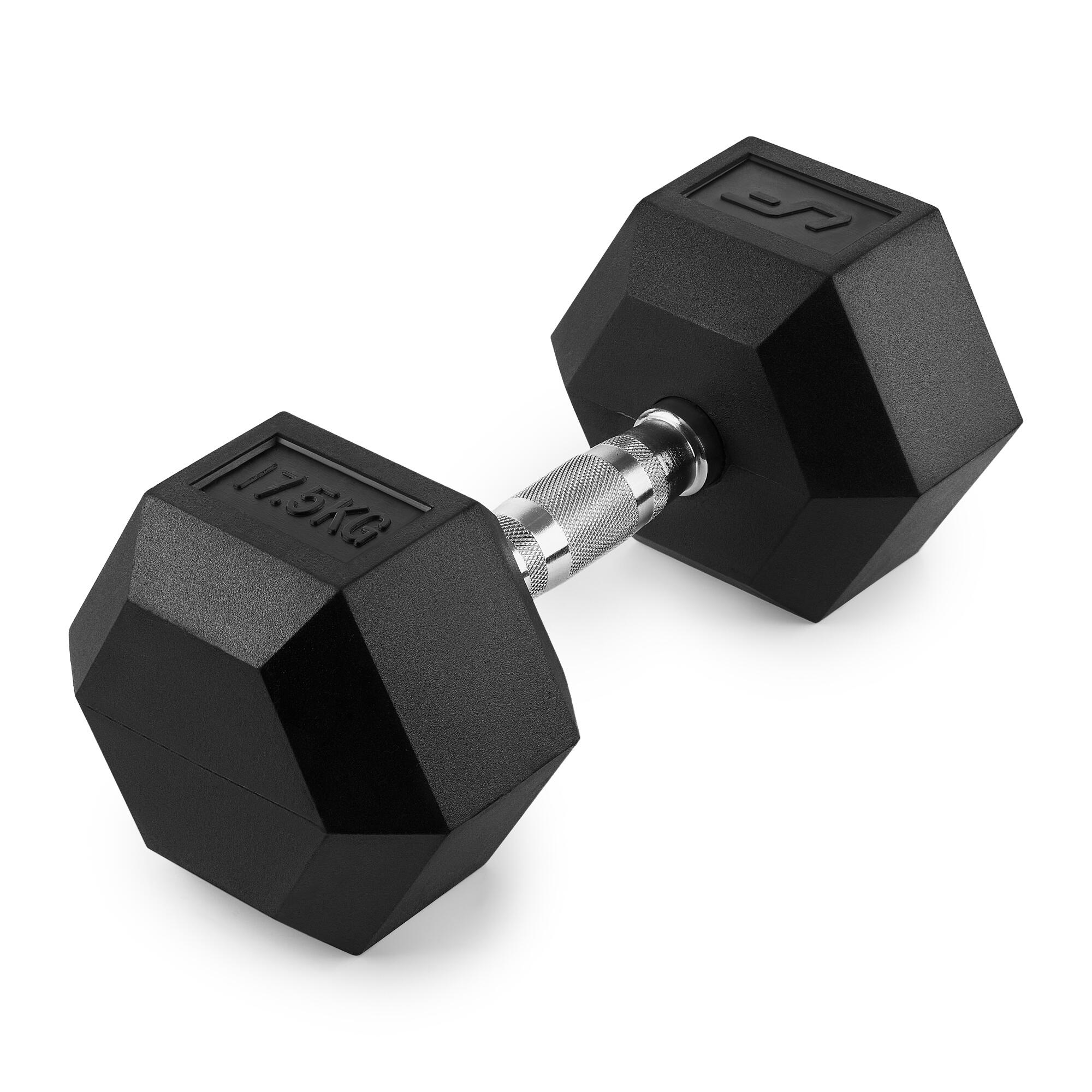 Hantla żeliwna gumowana HEX 17.5 kg