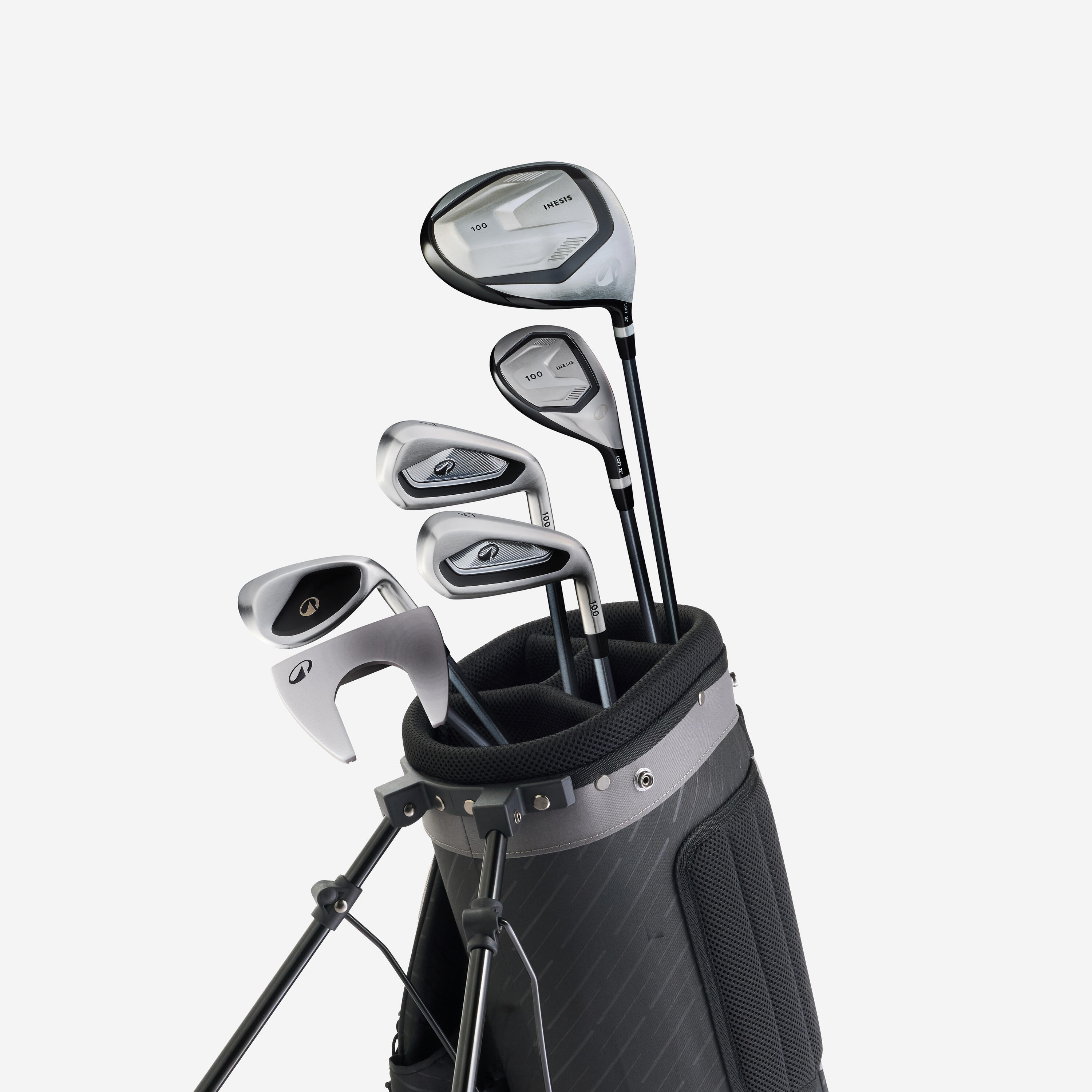 Kije golfowe pół zestawu 6 sztuk Inesis 100 dla praworęcznych grafit + torba