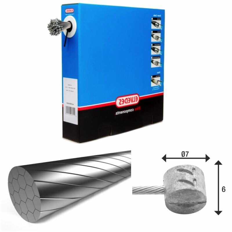 Kable hamulcowe 1x19 stal nierdzewna Slick Ø1 5mm głowica T Ø7x6 Elvedes (x100)