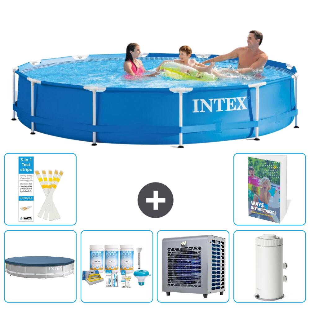 INTEX Basen ze stelażem Okrągły - 366x76 cm - 7-częściowy S90