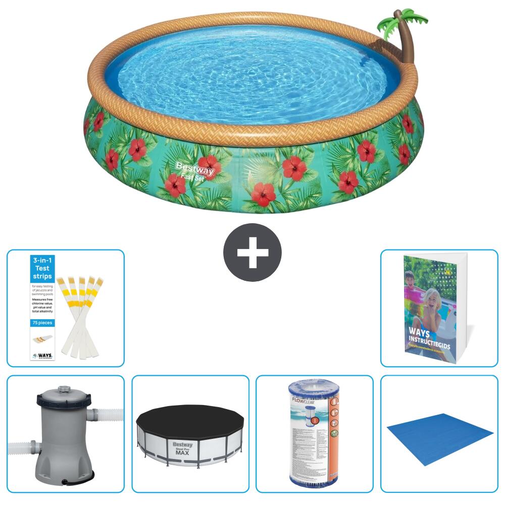 BESTWAY Basen Fast Set Okrągły - 457x84 cm - 7-częściowy S341