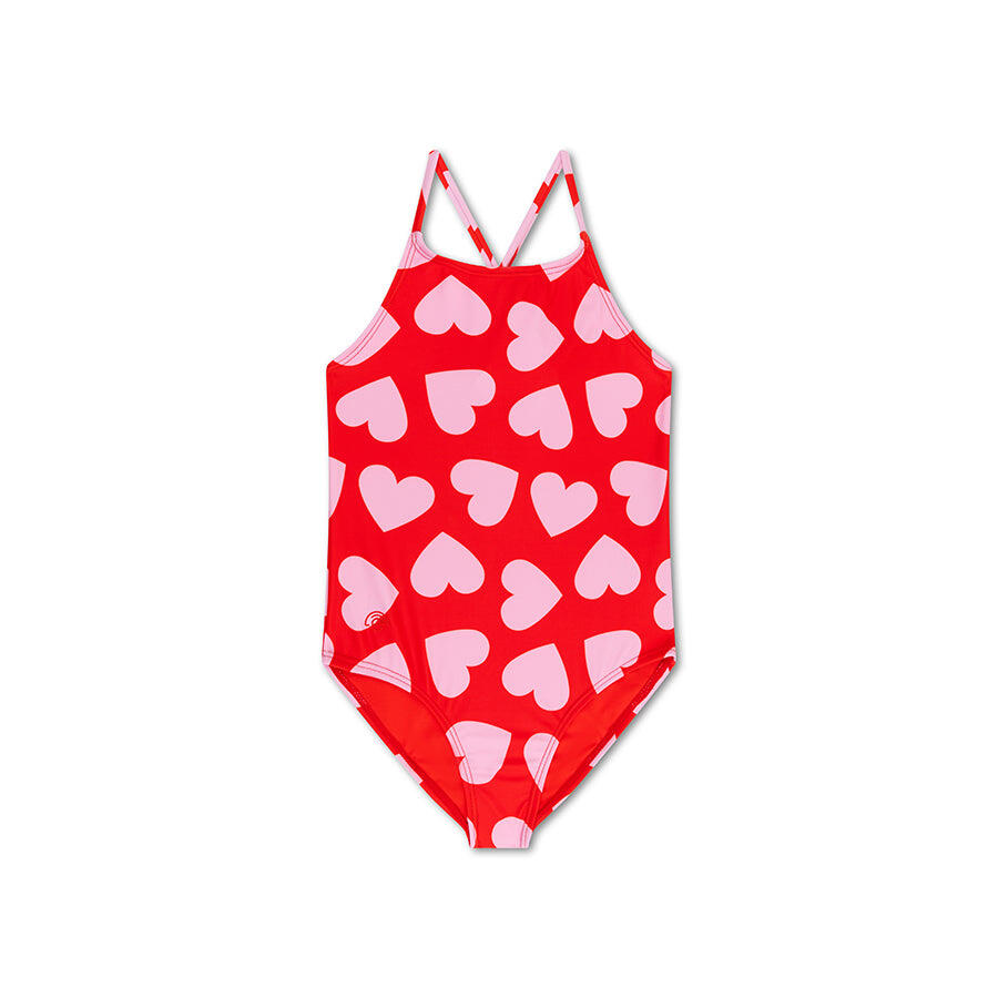 Swim Essentials Swimsuit Girls - Red - Hearts