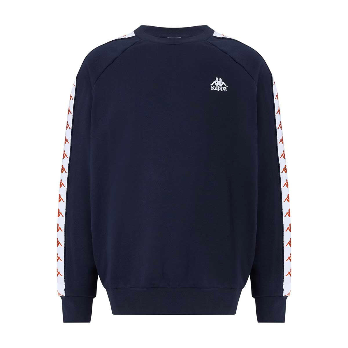 Bluza męska Kappa niebieska z okrągłym dekoltem i paskiem jacquard