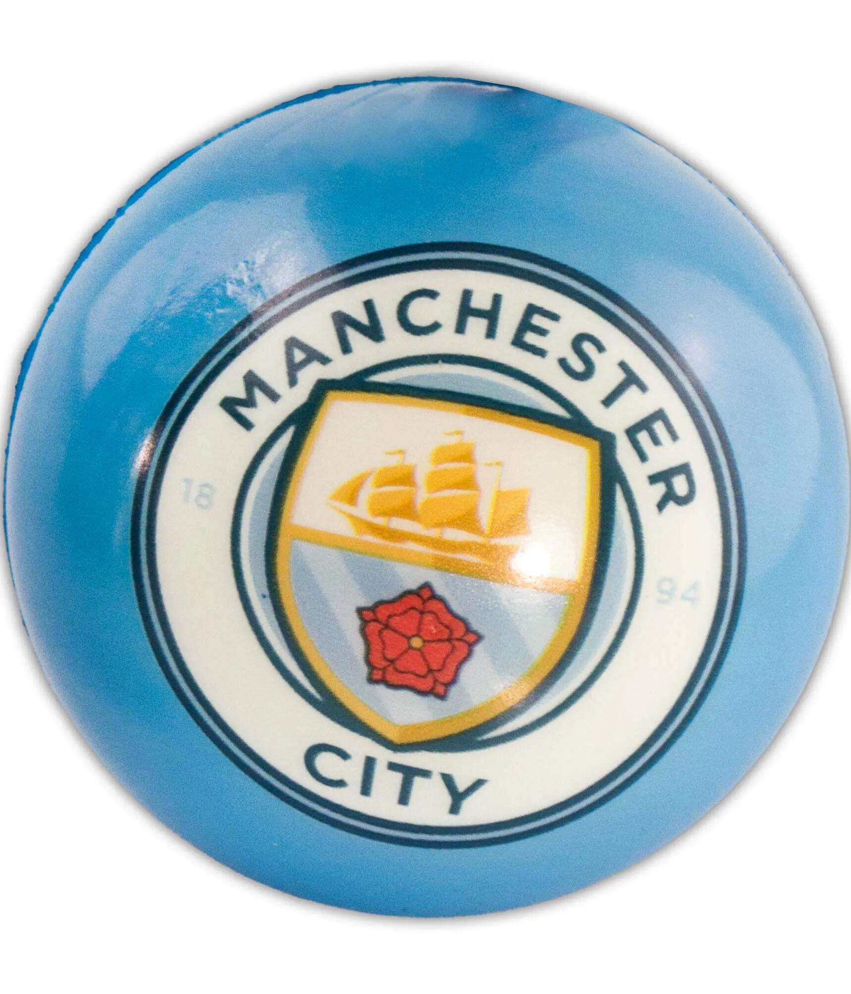 Mini piłka piankowa Manchester City niebieska z motywem maskotki
