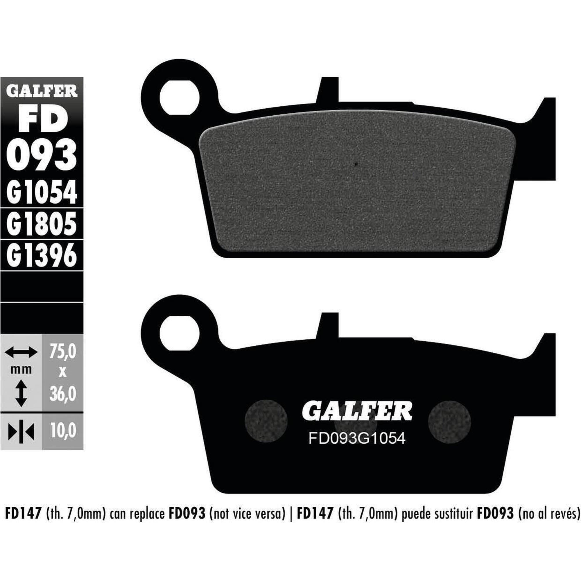 Klocki hamulcowe GALFER FD093 (G1054) ECE R90