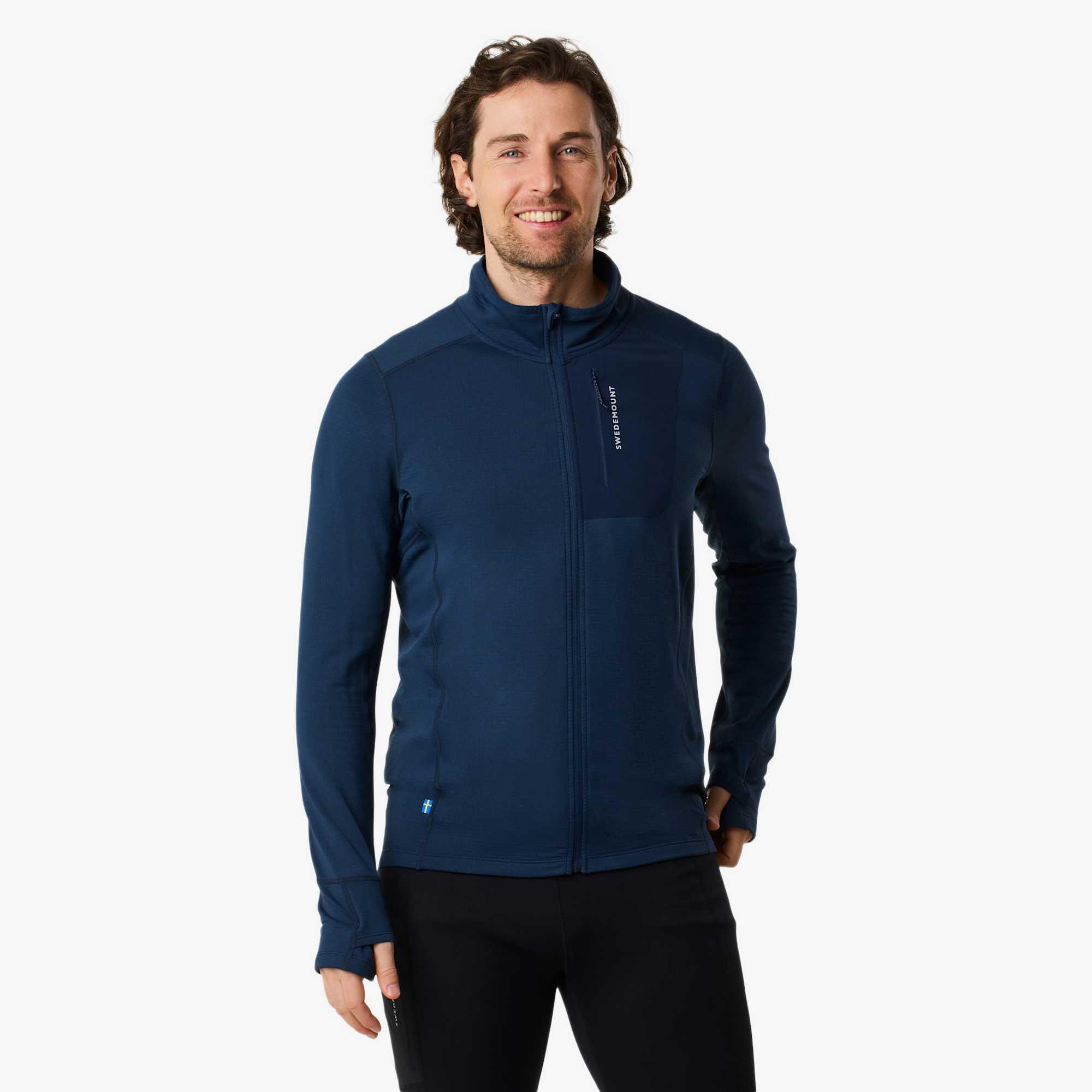 Sweter Wędrówki męski Swedemount Ultra Light Tech Midlayer Full Zip oddychający