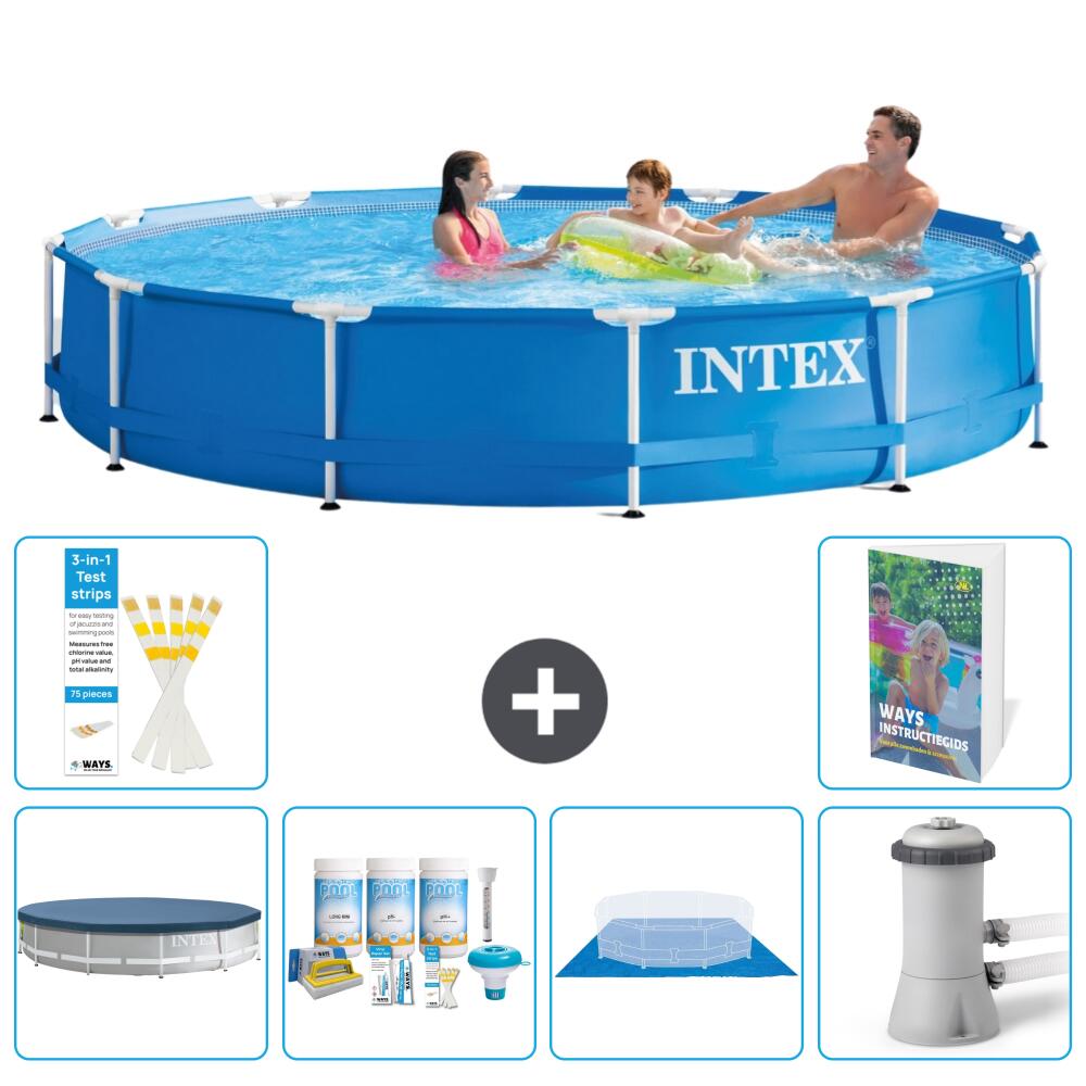 INTEX Basen ze stelażem Okrągły - 366x76 cm - 7-częściowy S77