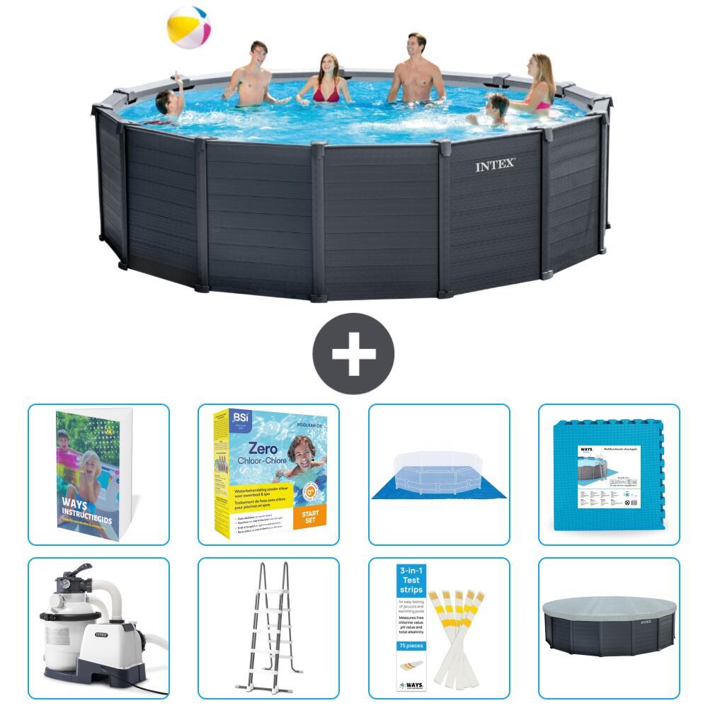 INTEX Basen Graphite Panel Okrągły - 478x124 cm - 9-częściowy S566