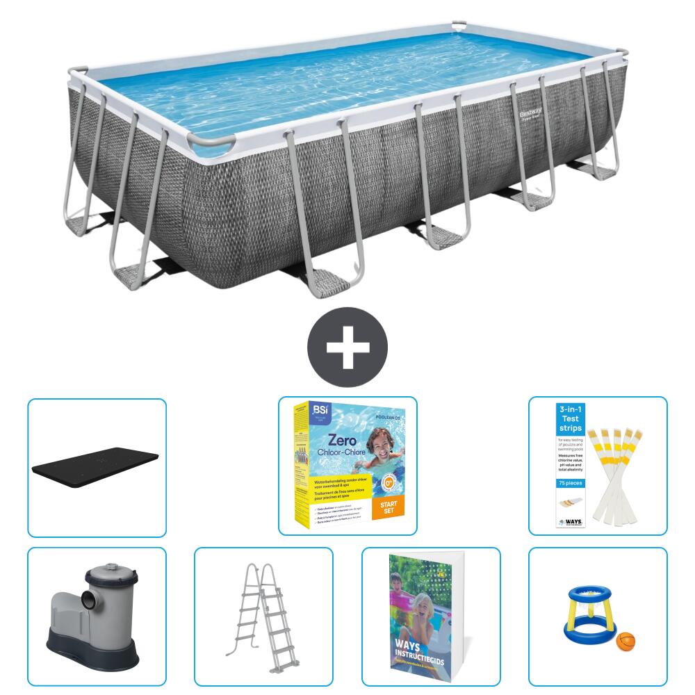 BESTWAY Basen Power Steel Prostokątny - 549x274x122 cm - 8-częściowy S529