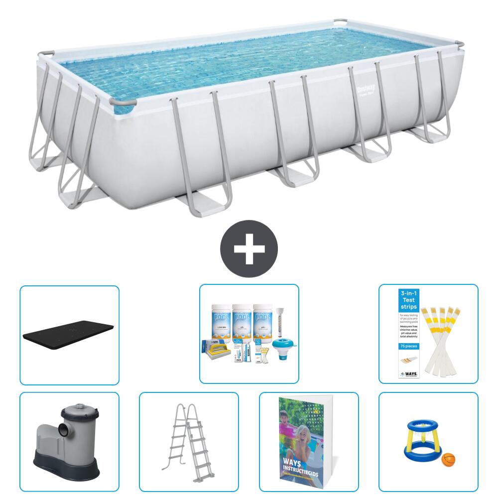 BESTWAY Basen Power Steel Prostokątny - 549x274x122 cm - 8-częściowy S548