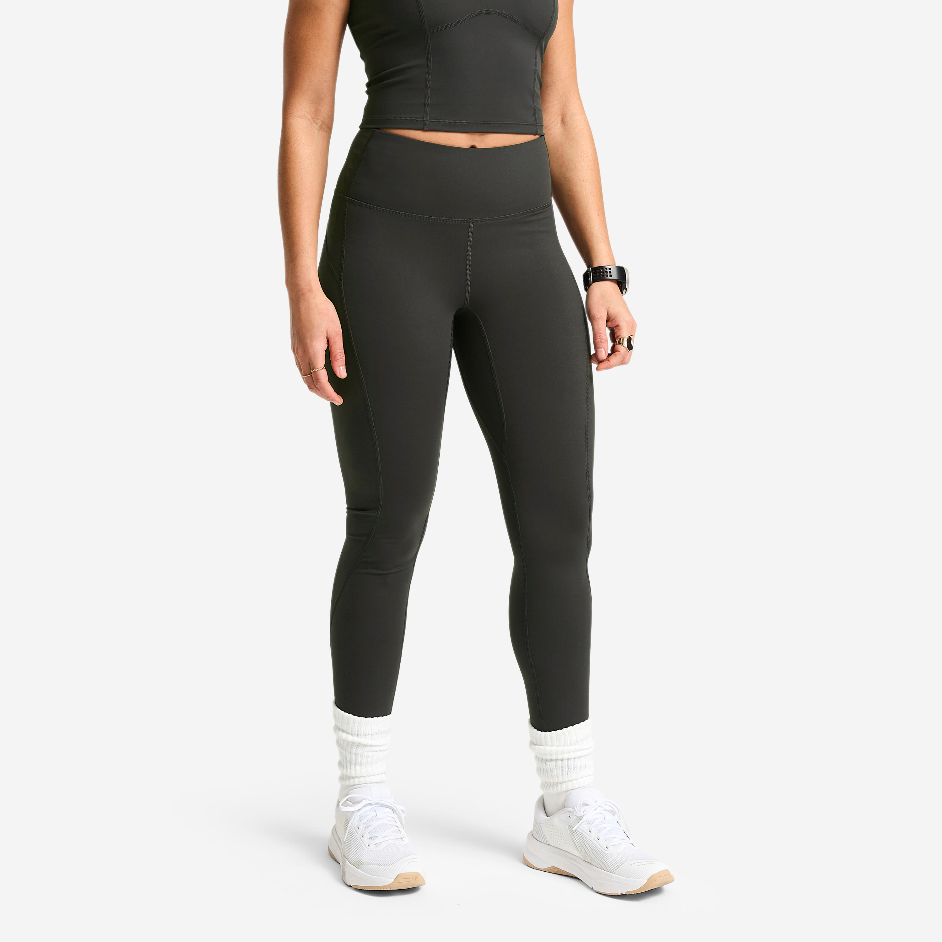 Legginsy fitness damskie Domyos wysoki stan