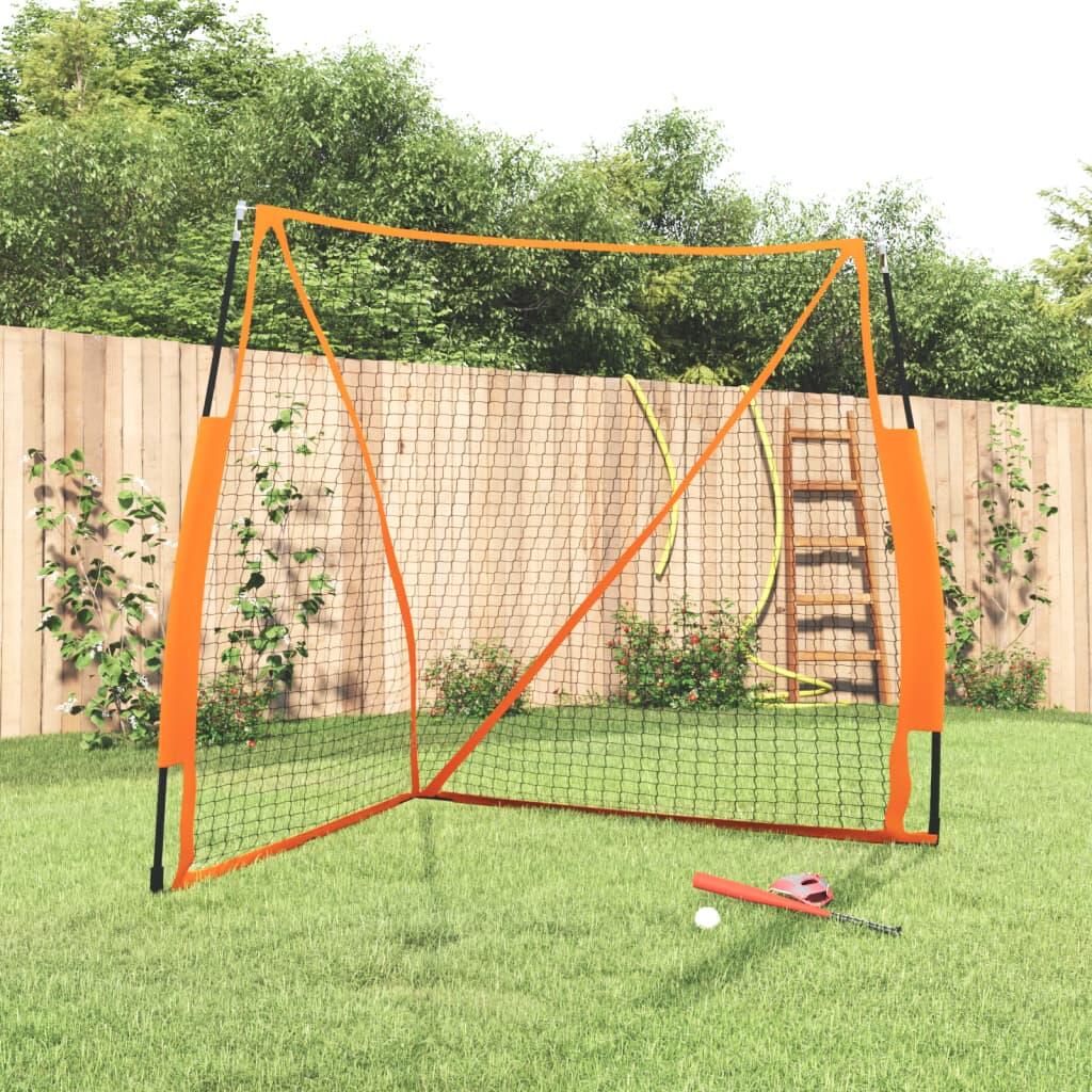 VidaXL przenośna siatka baseball 183x182x183 cm poliester pomarańczowo-czarna