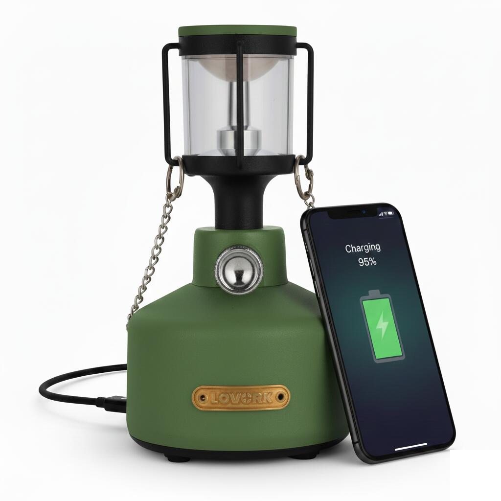 LOVORK MISTRAL - bezprzewodowa latarnia LED 100h, powerbank, USB-C