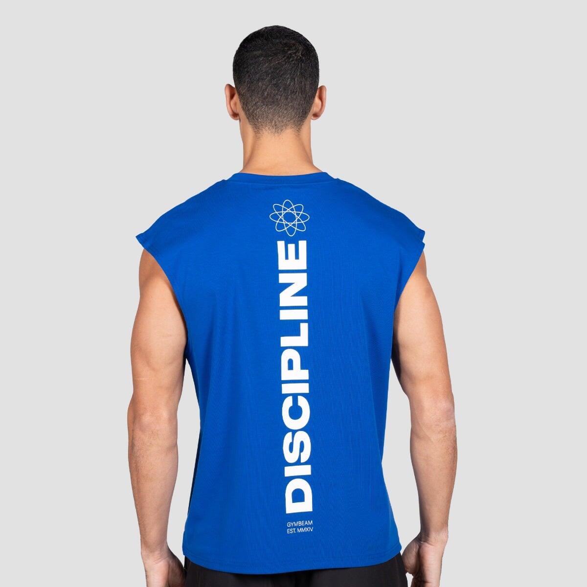 Koszulka męska fitness bez rękawów niebieska Discipline