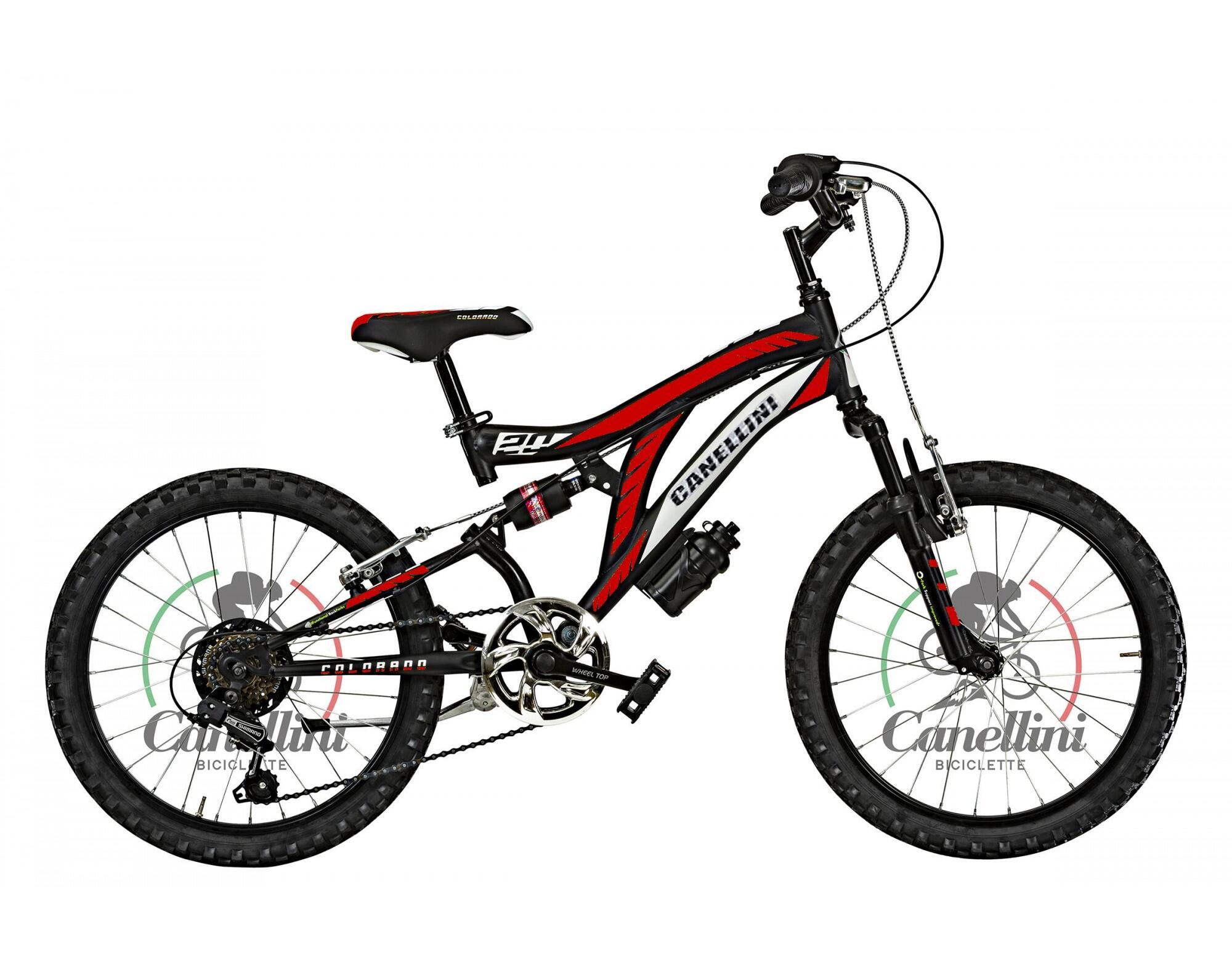 Rower Dziecięcy MTB Canellini COLORADO 20 z pełnym zawieszeniem - Czarny/Czw.
