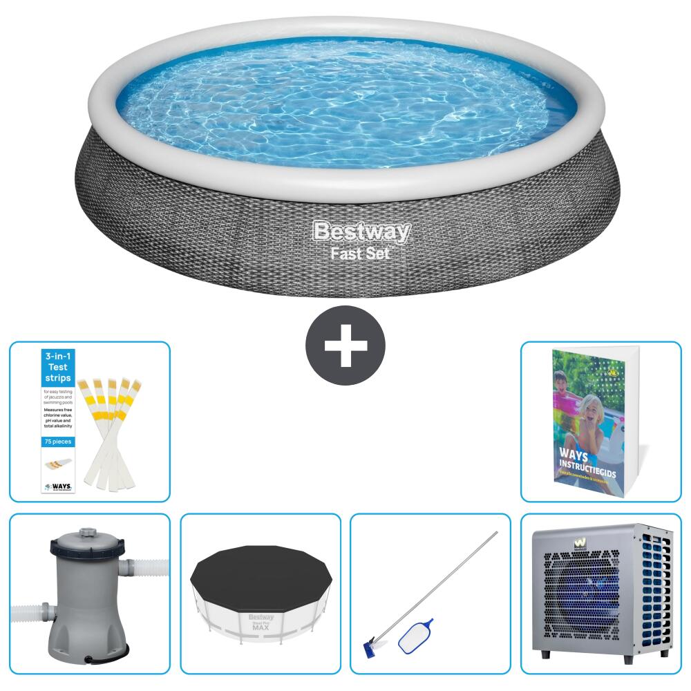 BESTWAY Basen Fast Set Okrągły - 396x84 cm - 7-częściowy S283