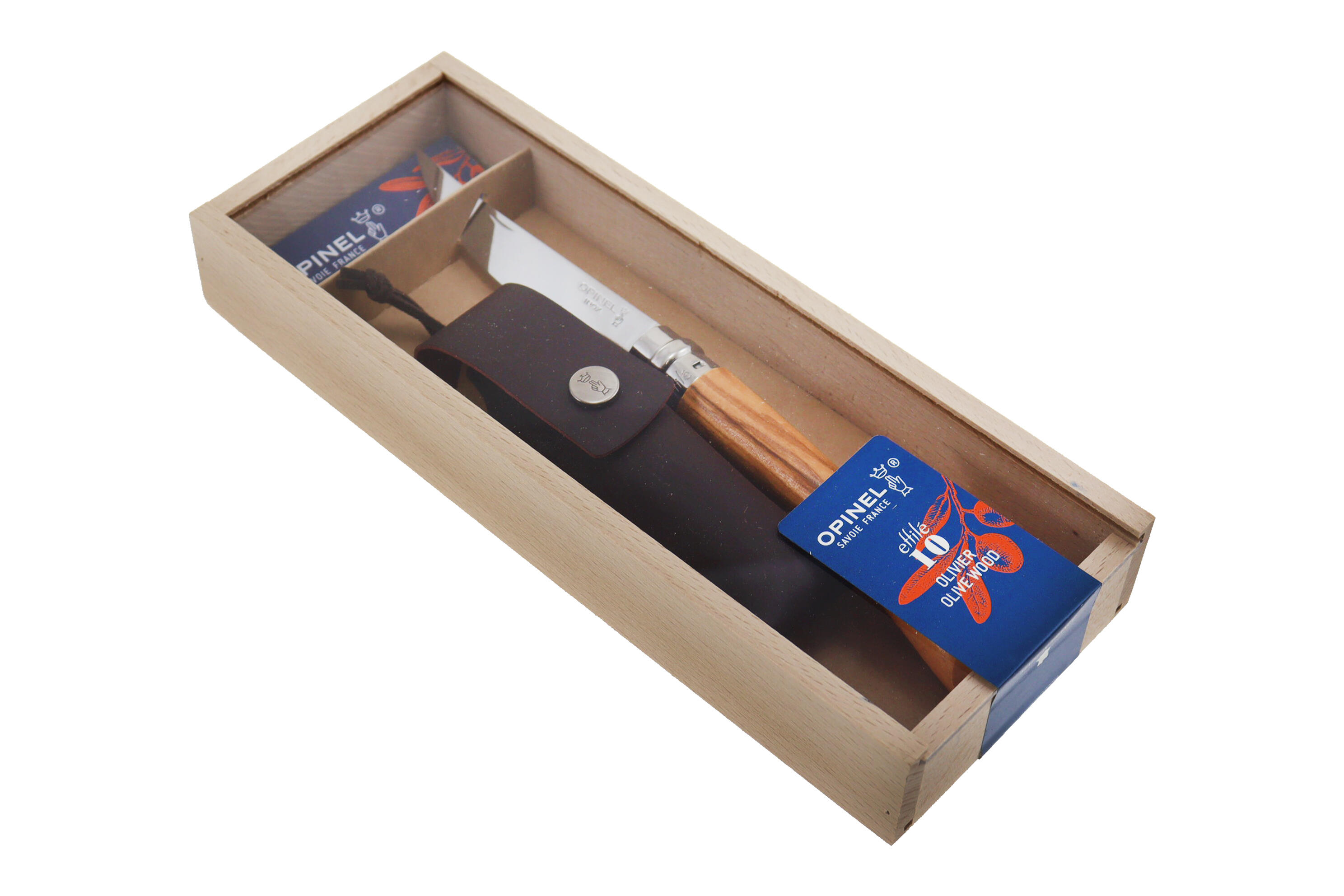 Nóż składany Slim Olive No.10 + etui w pudełku