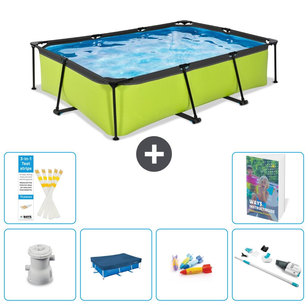 EXIT TOYS Basen Prostokątny - 300x200x65 cm - 7-częściowy S242