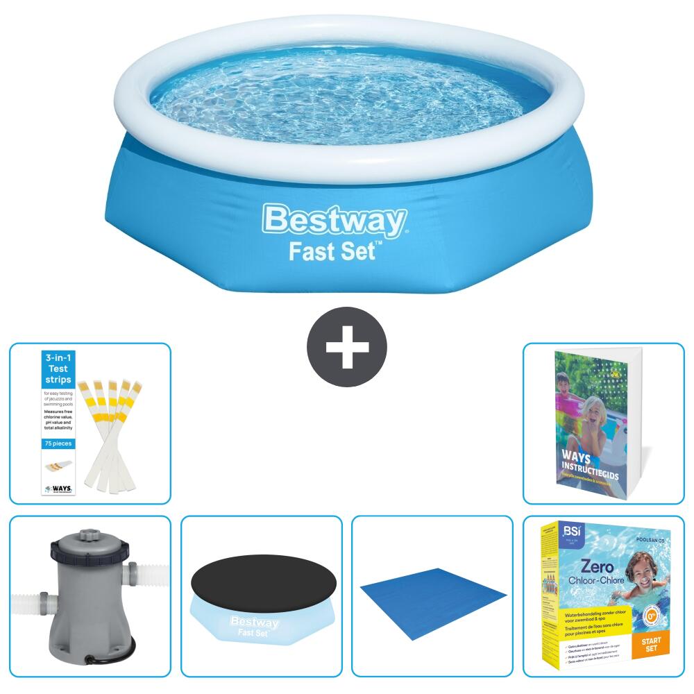 BESTWAY Basen Fast Set Okrągły - 244x61 cm - 7-częściowy S198