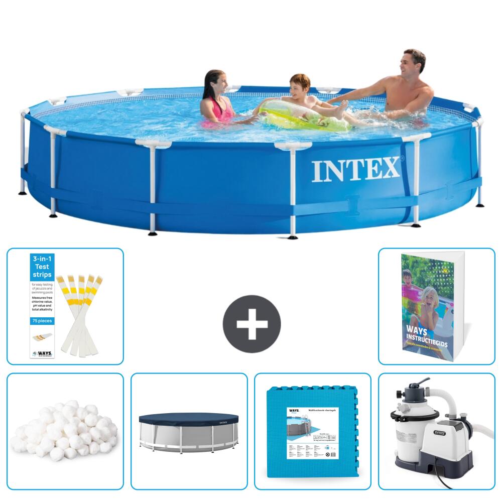 INTEX Basen ze stelażem Okrągły - 366x76 cm - 7-częściowy S159