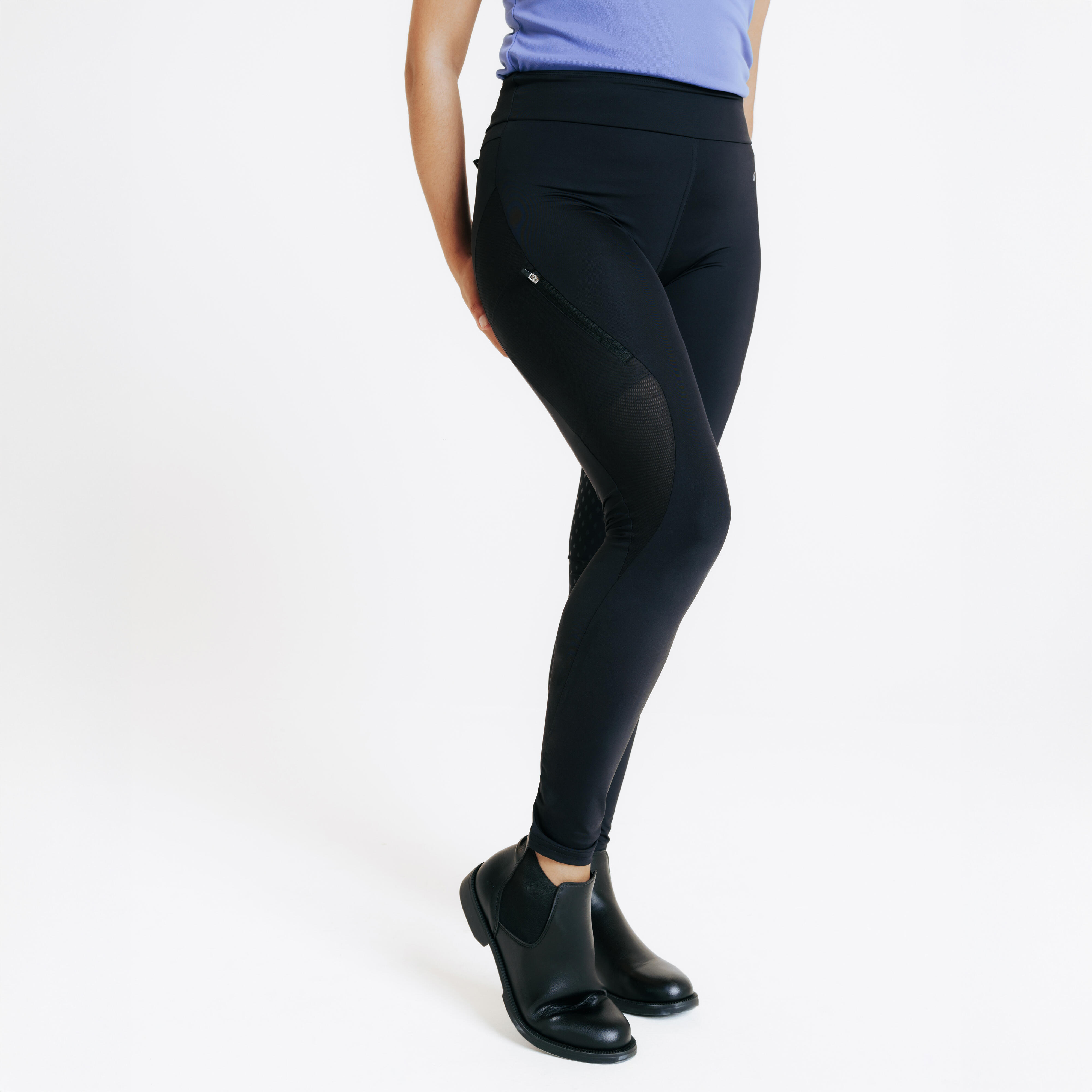 Legginsy jeździeckie damskie full grip letnie - czarne