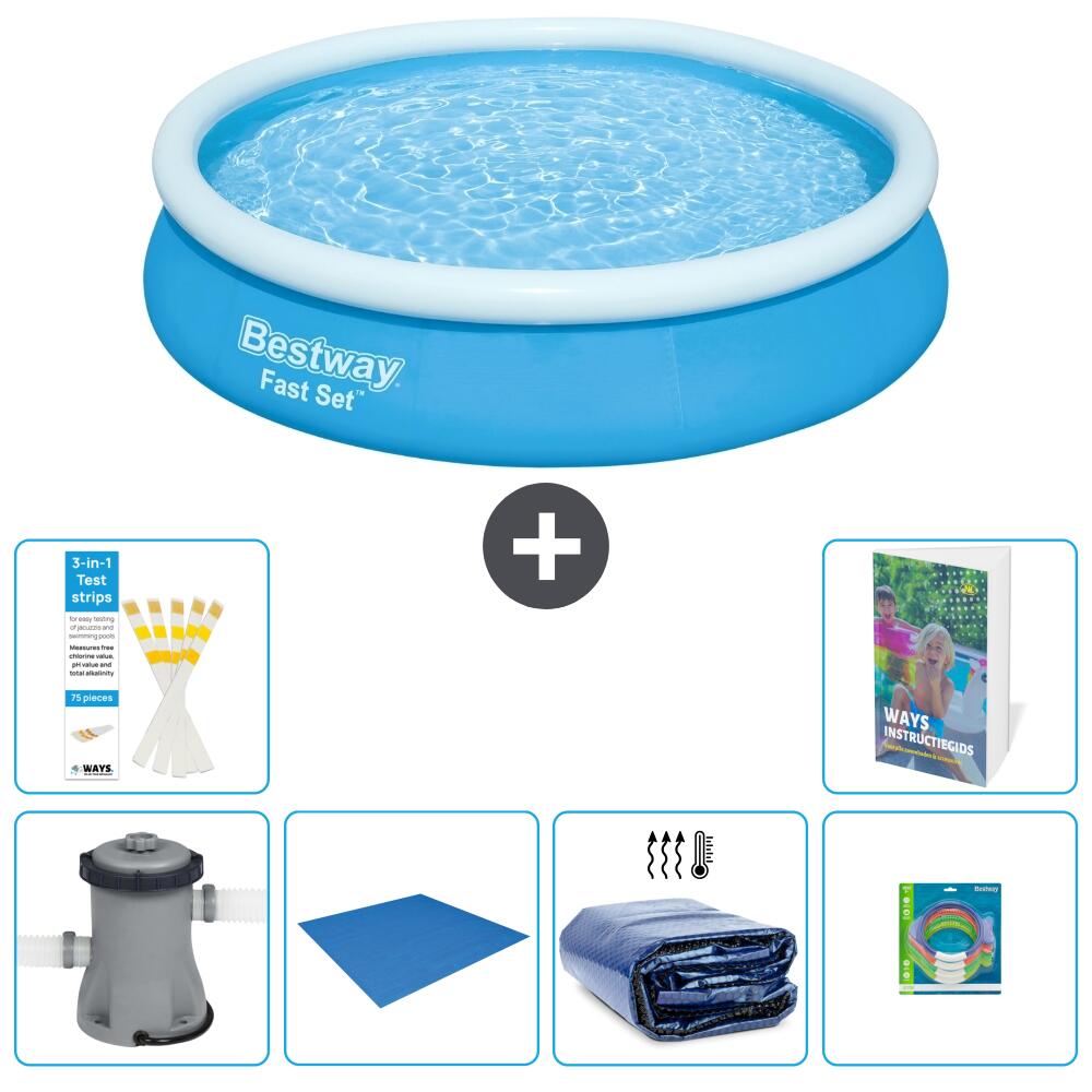 BESTWAY Basen Fast Set Okrągły - 366x76 cm - 7-częściowy S220