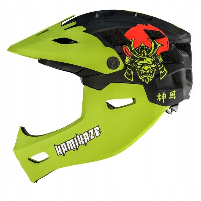 Kask szczękowy Kamikaze full face - Ronin Helmet Green odpinana szczęka S