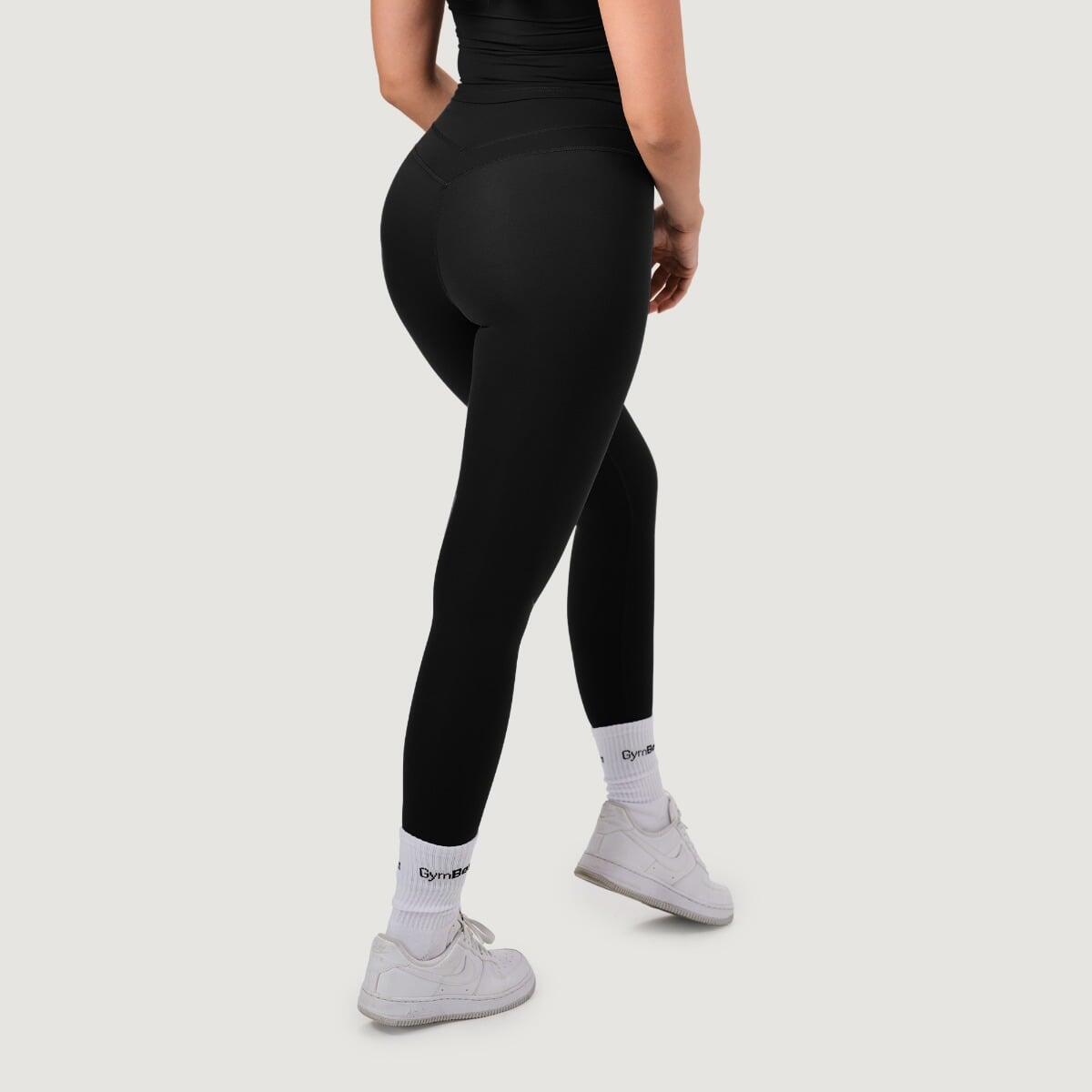 Legginsy damskie fitness z wysokim stanem czarne NEO